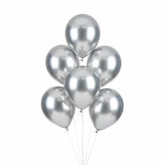 Metallic Silver Balloon Set