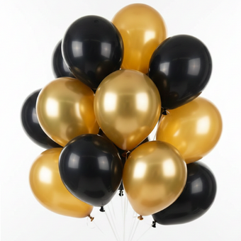 Black & Metallic Gold Balloon Set
