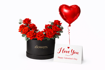 Crimson Promise – Red Roses in Black Box